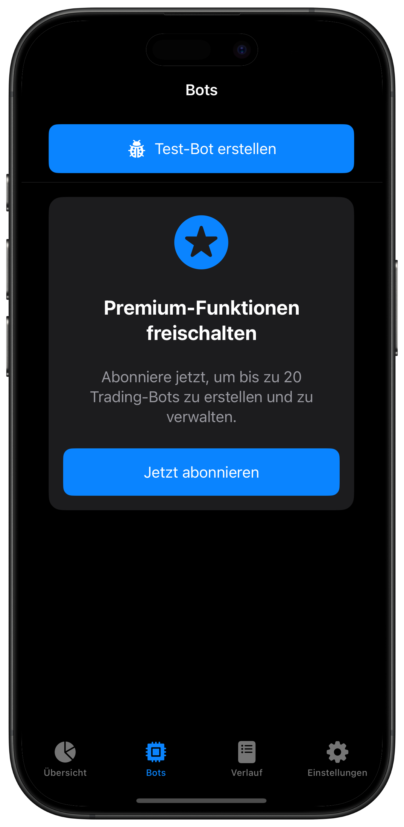 Screenshot: Test Bot erstellen