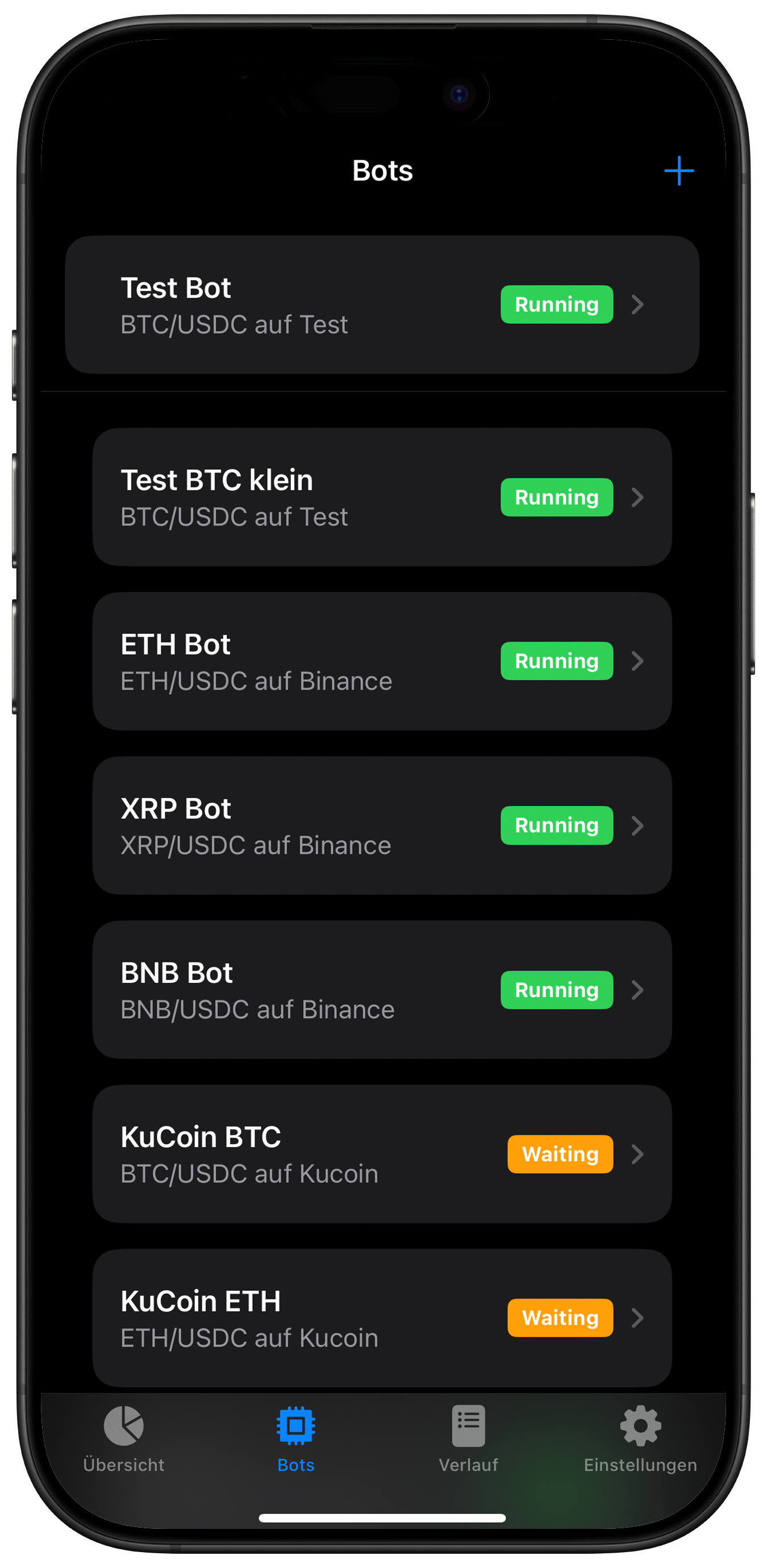 Screenshot: Bot erstellen Button