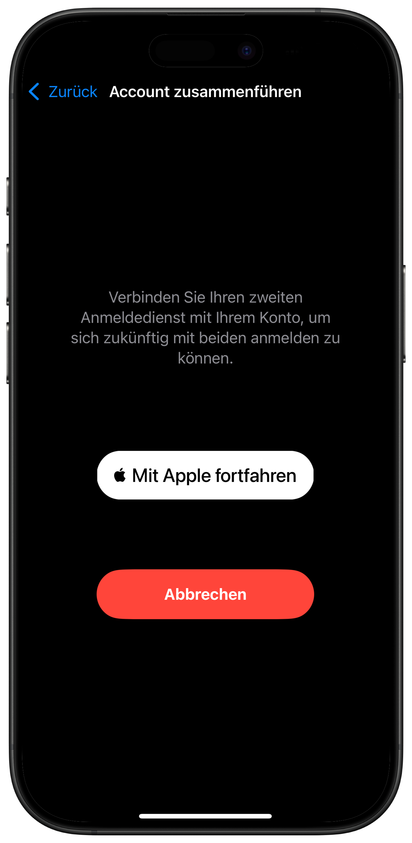 Screenshot: Weiteren Account verbinden