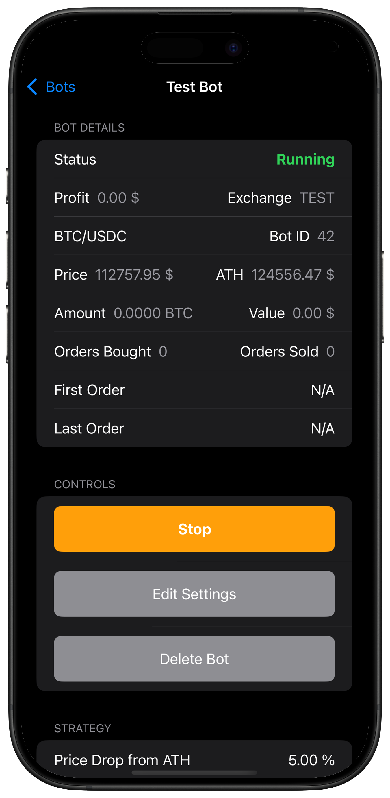 Screenshot: Bot Detail View with Edit Button