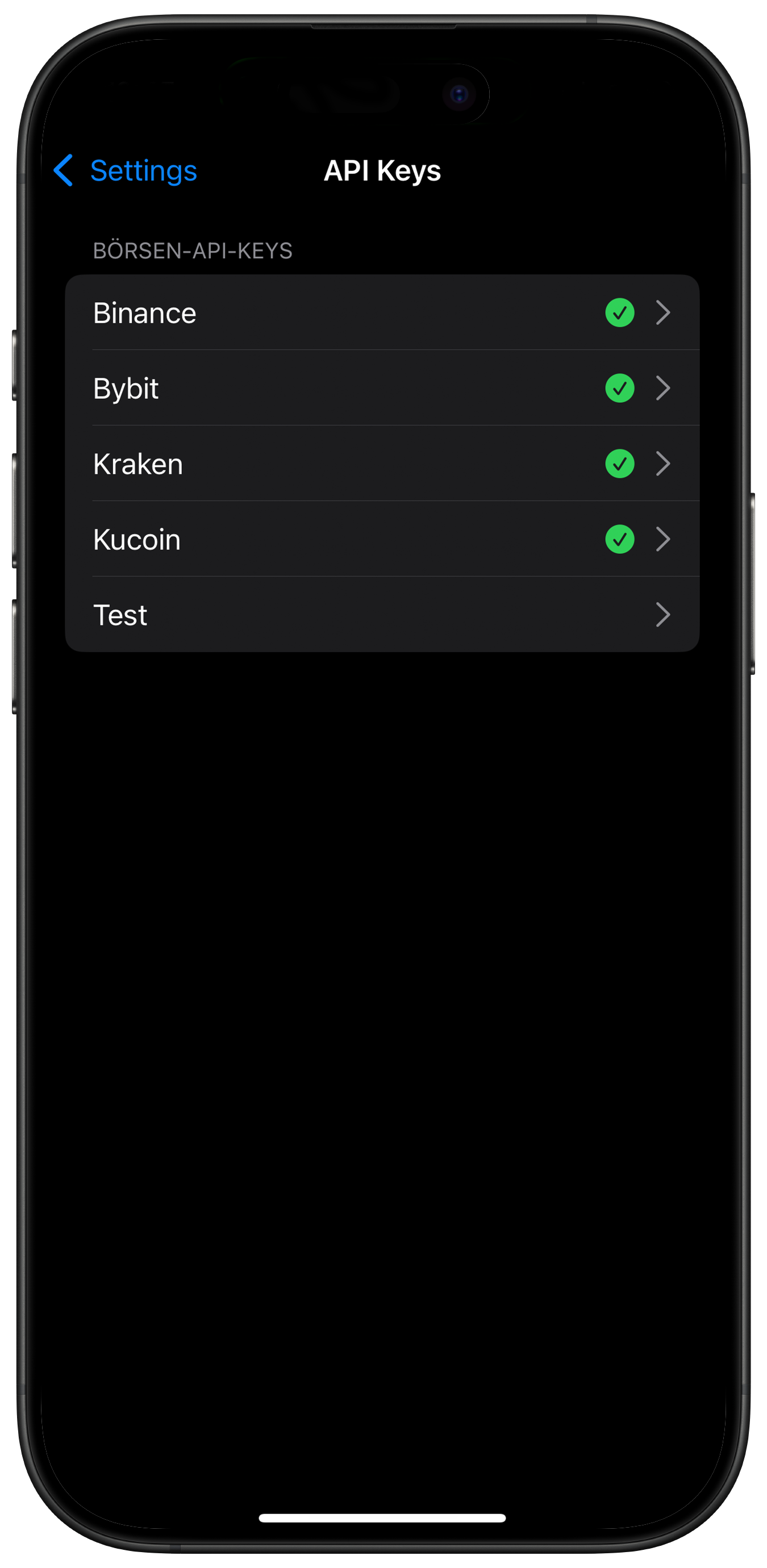 Screenshot: API List with Green Mark