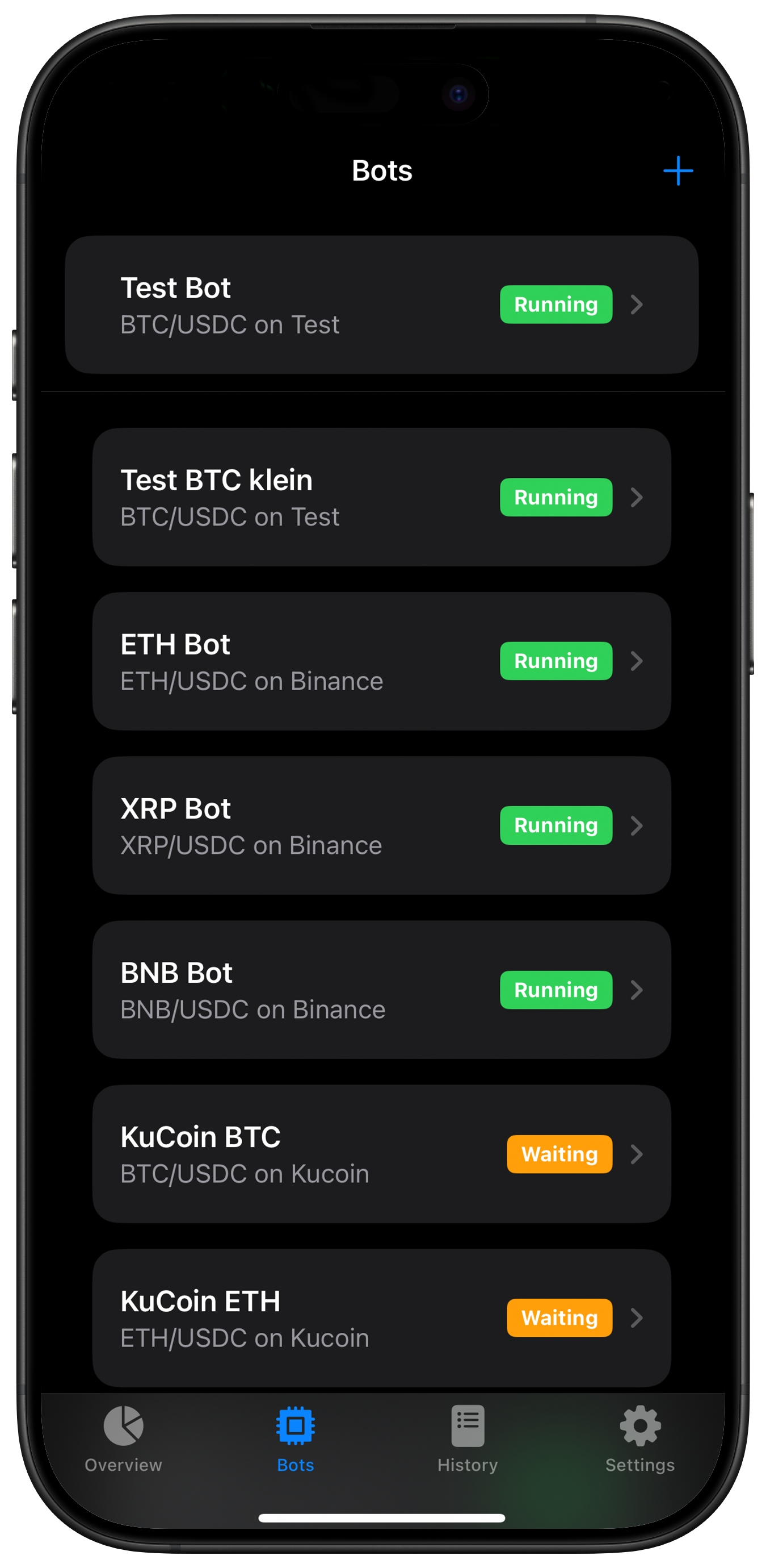 Screenshot: Create Bot Button