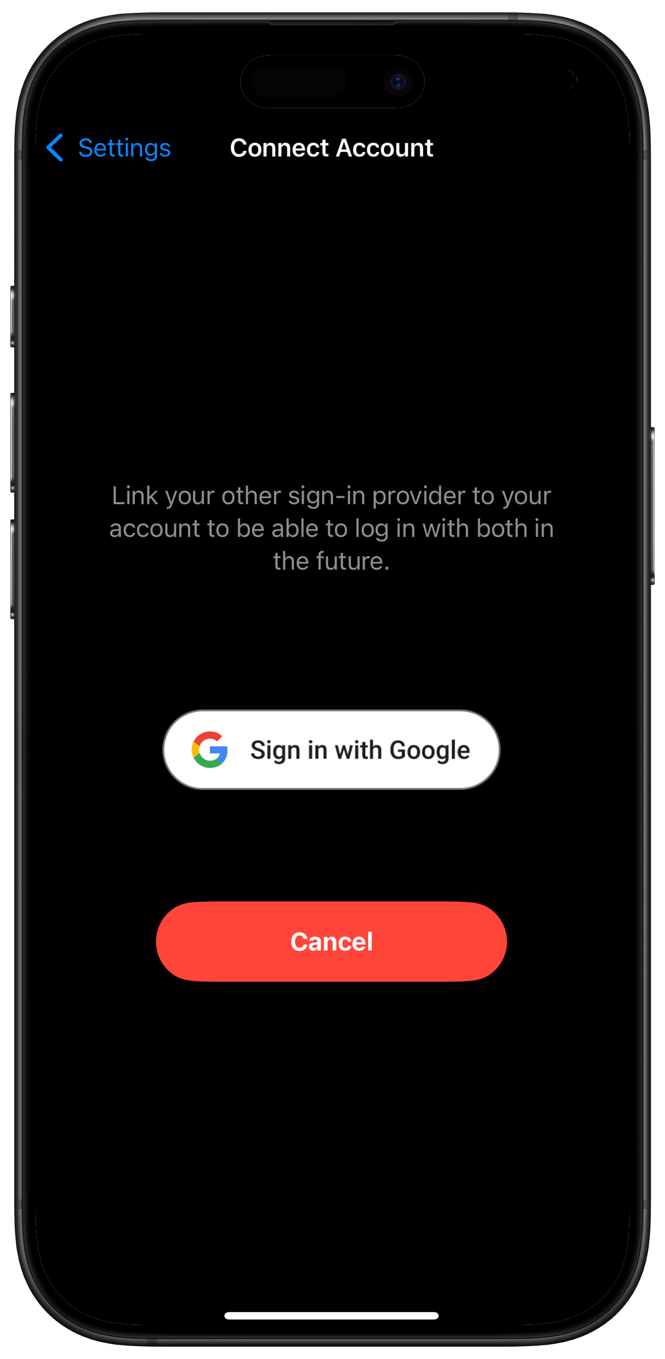Screenshot: Connect Another Account