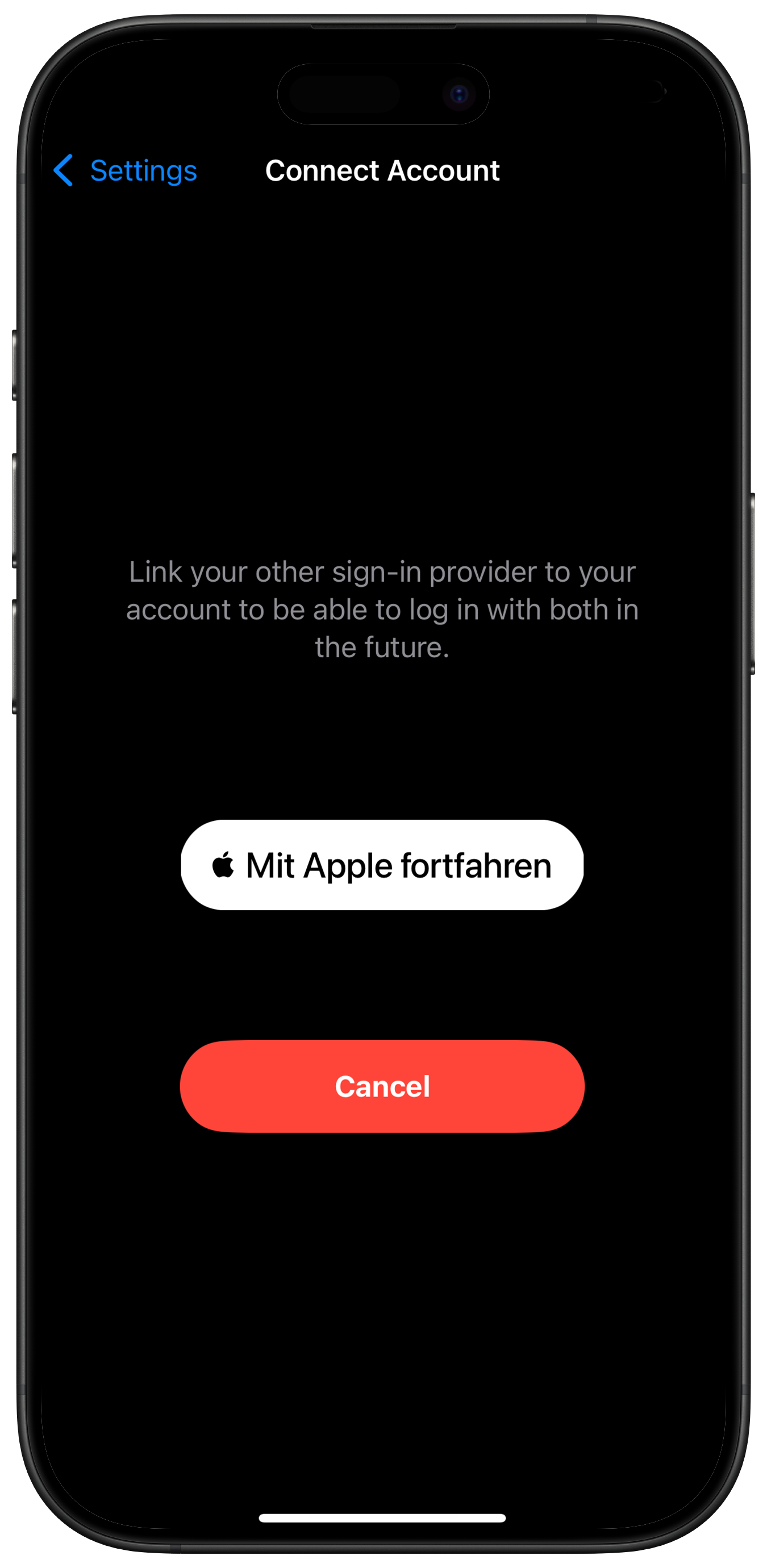 Screenshot: Connect Another Account